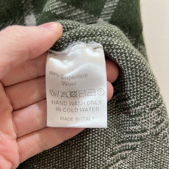 Natan Women's Wool Sweater Size S 3 Forest Green Plaid Preppy Designer Old Money - Picture 4 of 7